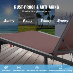 Terassituolit alumiiniseosrunko kulutusta kestävä kangas kokoontaitettavat viisiportainen selkänoja täysin vaakatasoon 2 kpl