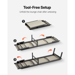 Taitettava ulkokäyttöön lepotuoli alumiinirunko texitilene kangas 5 säädettävää asentoa 181 kg