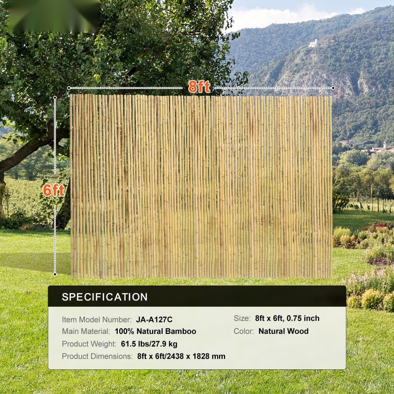 Rullattava bambuaita luonnollinen bambu galvanoidut teräslangat koko 2438 x 1828 mm näkösuoja