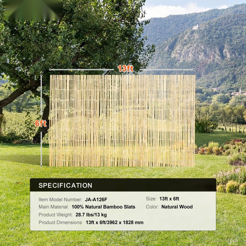 Bambusäleaita 3962×1828 mm luonnollinen bambu galvanoidut teräslangat