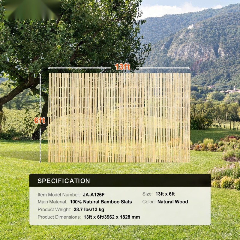 Bambusäleaita luonnollisesta bambusta 1828x4877 mm puutarhaan ja parvekkeelle