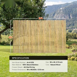 Rullattava bambuaita luonnollisesta bambusta 2438x1219 mm galvanoitu teräslanka näkösuoja