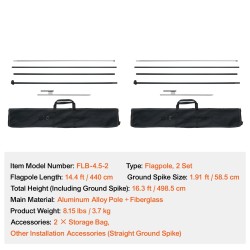 Höyhenlippusalkosetti alumiini ja lasikuitu kokonaiskorkeus 498,5 cm kaksi kappaletta ulkomainoskäyttöön