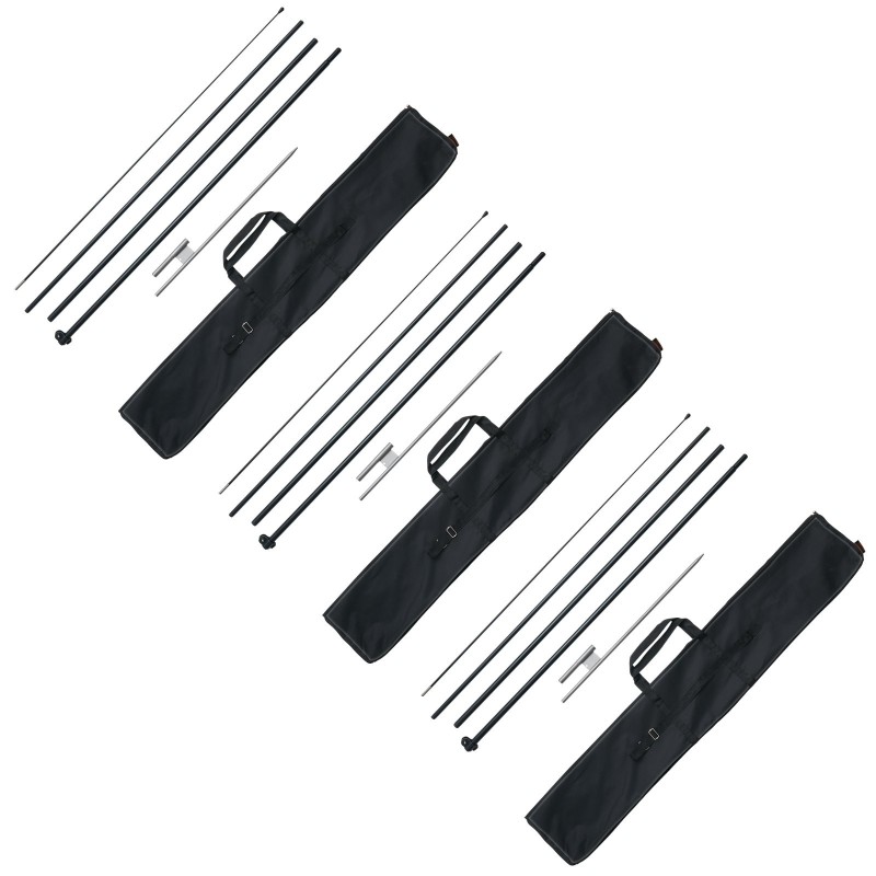 Sulkalipputankosarja kolme settiä alumiiniseos ja lasikuitu 498 senttimetriä korkea ulkokäyttöön