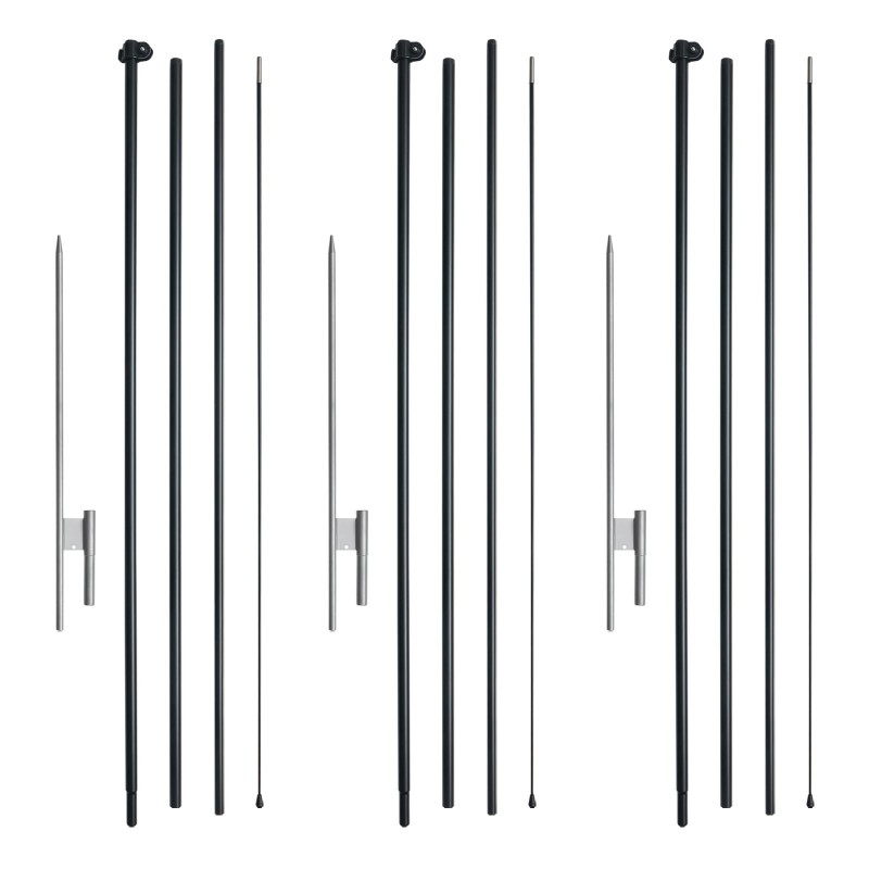 Sulkalipputankosarja kolme settiä alumiiniseos ja lasikuitu 498 senttimetriä korkea ulkokäyttöön