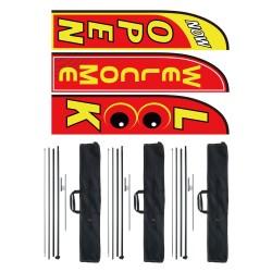 Mainoslippusarja alumiiniseos ja lasikuitu 3 lippua 3 tankoa 498 cm korkea