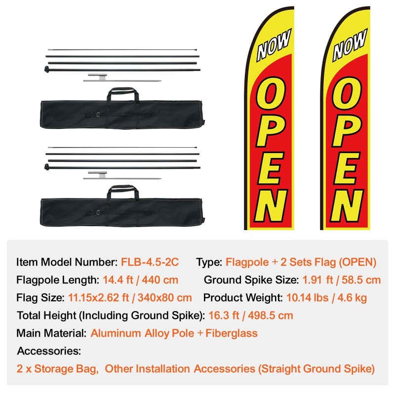 Mainoslippusarja ulkokäyttöön 2 sarjaa alumiiniseos ja lasikuitu 498 cm