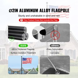Teleskooppinen lippusalko alumiiniseoksesta 6,09 m ulkokäyttöön musta sisältää PVC-putken