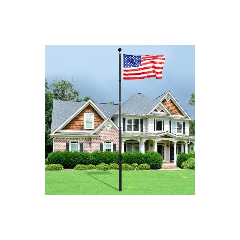 Teleskooppinen alumiiniseoslippusarja 7,3 m musta kierre-lukitus maahan asennettava