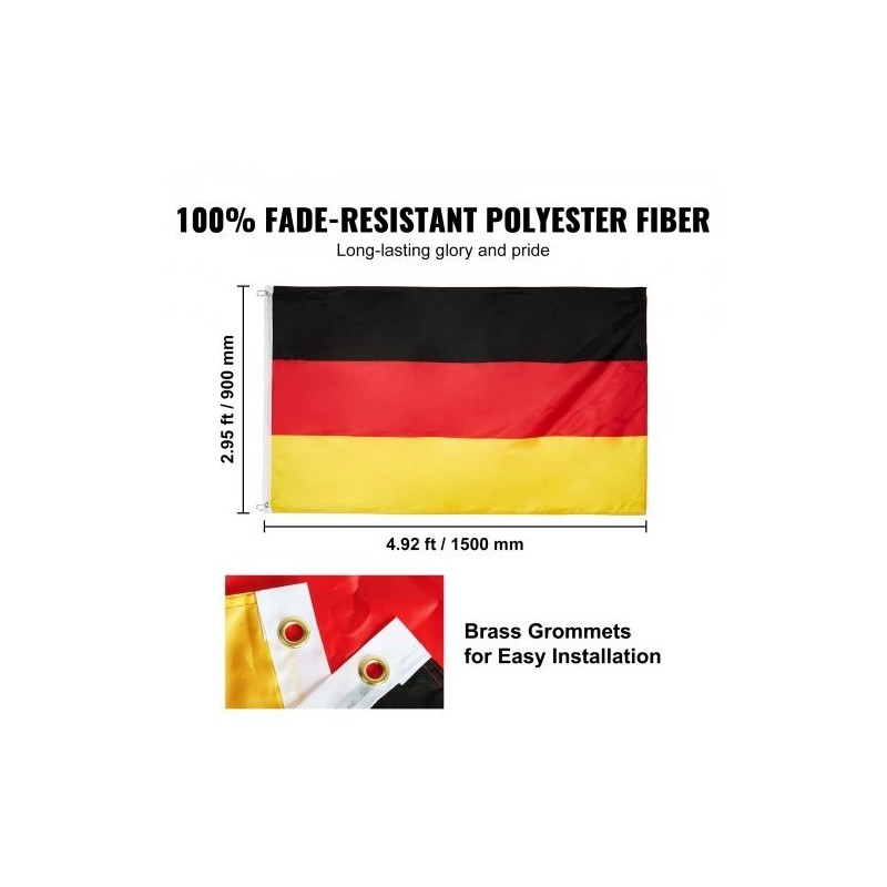 Teleskooppinen alumiiniseoslippusalko 6,09 m ulkokäyttöön musta Saksan lippu mukana