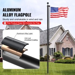 Lipputankosetti alumiiniseoksesta 7550 millimetriä irrotettava maahan asennettava ulkokäyttöön musta