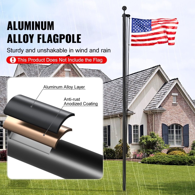 Lipputankosetti alumiiniseoksesta 7550 millimetriä irrotettava maahan asennettava ulkokäyttöön musta