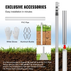 Lipputanko alumiiniseos teleskooppinen 7,3 m maahan upotettava kaksilippukiinnikkeillä kierteellisellä lukituksella