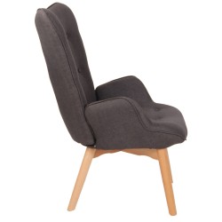 Klassinen Durham-lepotuoli kankaalla verhoiltu chesterfield-nojatuoli