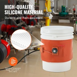 Metallitynnyrin silikonipäällysteinen lämmitin 5 gallonin 18,9 l 800 W säädettävä 30–150°C