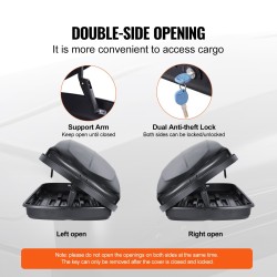 Kattoaulatikko ABS-kovakuori 370 l 75 kg enimmäiskuorma kaksipuolinen avaus poikittaiskiskoihin autoihin