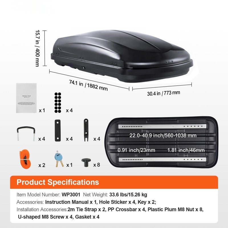 Kattoaulatikko ABS-kovakuori 370 l 75 kg enimmäiskuorma kaksipuolinen avaus poikittaiskiskoihin autoihin