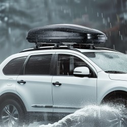 Kattoaulatikko ABS-kovakuori 370 l 75 kg enimmäiskuorma kaksipuolinen avaus poikittaiskiskoihin autoihin