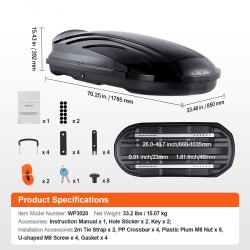 Kattotavaraboksi ABS 340 l 75 kg maksimikuorma kaksipuolinen avaus