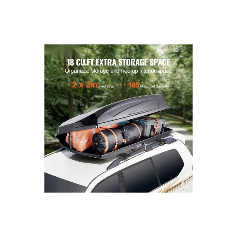 Kattoboksi ABS 488 l 18 kuutiojalkaa 75 kg kuormitus kaksipuolinen avaus