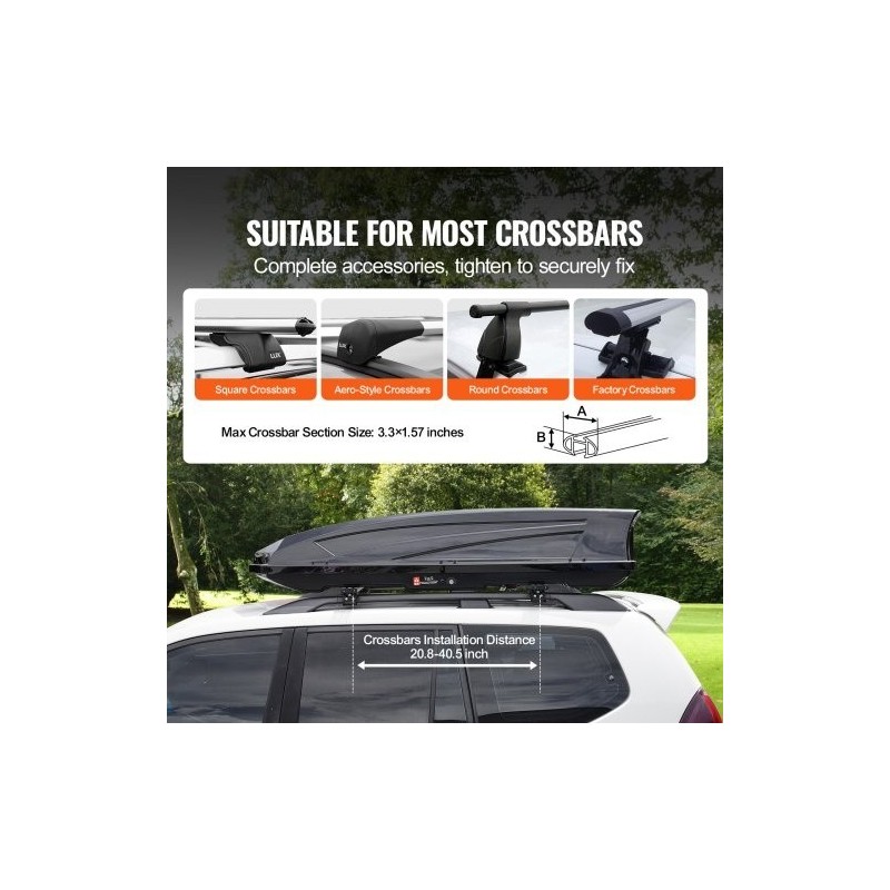 Kattoboksi ABS 488 l 18 kuutiojalkaa 75 kg kuormitus kaksipuolinen avaus