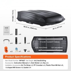 Kattoboksi ABS 488 l 18 kuutiojalkaa 75 kg kuormitus kaksipuolinen avaus