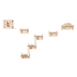 Seinälle asennettava 5 osainen kissahyllysetti 12 mm mäntypuuta kantavuus 18 kg