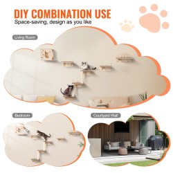 Seinälle asennettava 5-osainen kissahyllysetti 12 mm mäntypuuta kantavuus 18 kg