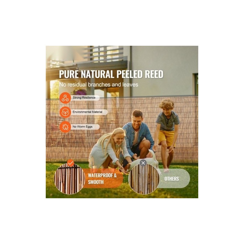 Ruokoaita 100 % luonnollinen ruoko 5 x 1,2 m ruskea parveke