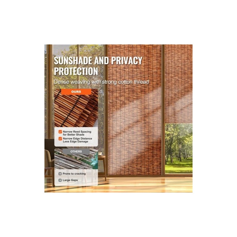 Ruokoaita 100 % luonnollinen ruoko 5 x 1,2 m ruskea parveke