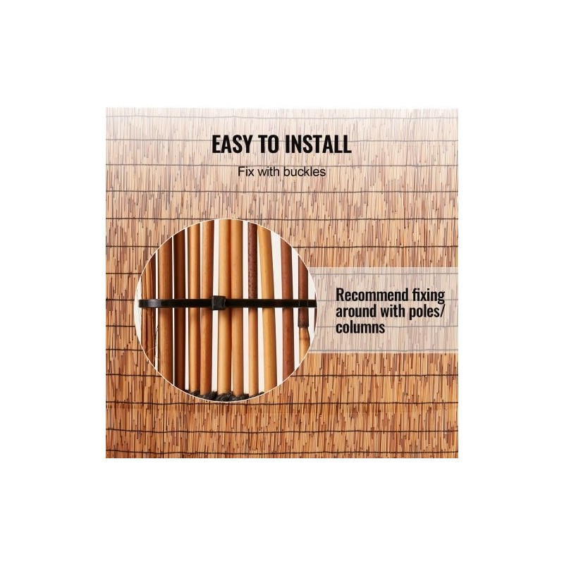 Ruokoaita 100 % luonnollinen ruoko 5 x 1,2 m ruskea parveke