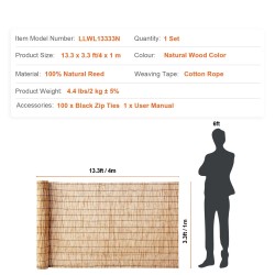 Kaisla-aitarulla 100 prosenttia luonnollista kaislaa koko 4 x 1 m näkösuojaksi parvekkeelle