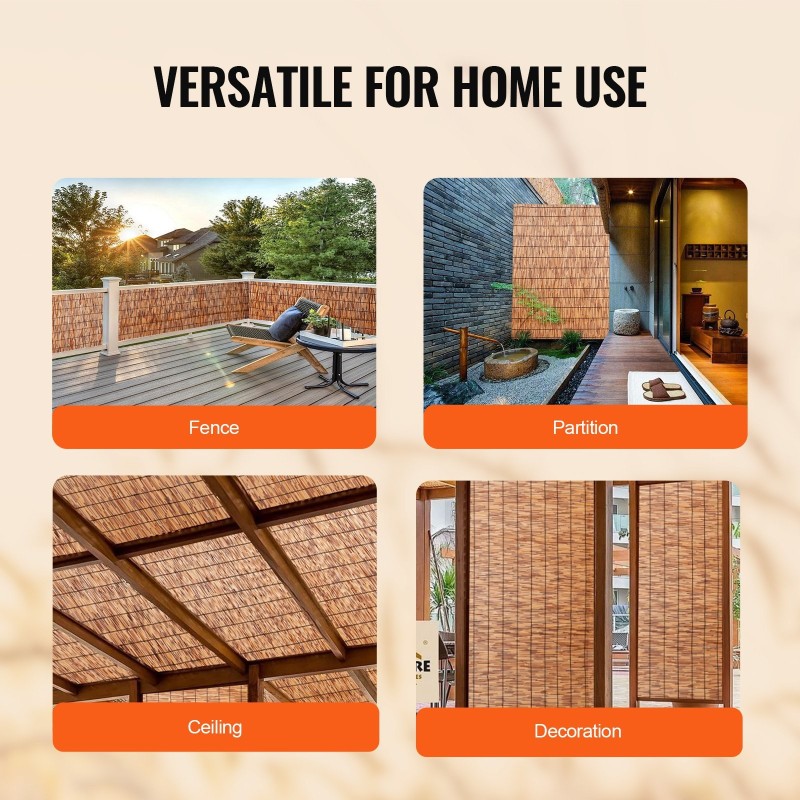 Ruokoaitarulla luonnollinen ruoko 5 m x 1,2 m 2 kpl ruskea