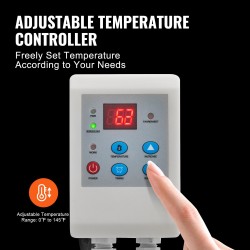 Tynnyrilämmitin vesitiivisestä Oxford-kankaasta 208,2 l metallitynnyrille 1300 W säädettävällä termostaatilla