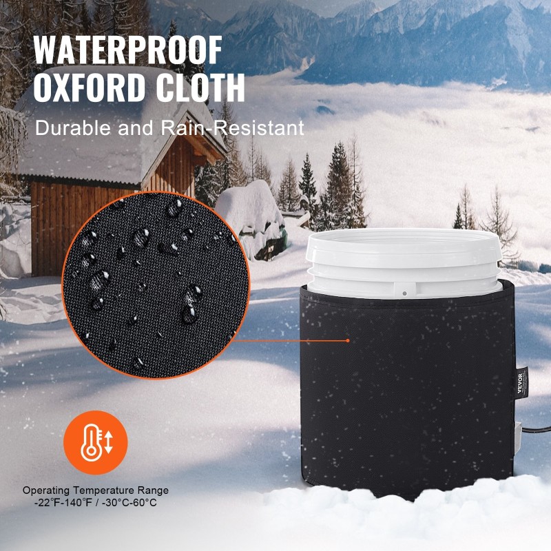 Tynnyrilämmitin vedenpitävällä Oxford-kankaalla 18,93 l 250W säädettävällä termostaatilla