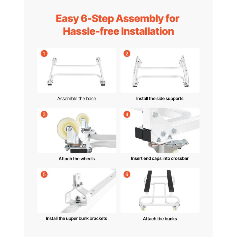 Vesikulkuneuvokärry teräsrunko 454 kg kantavuus säädettävät tukipalkit jarrulliset nailonpyörät