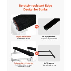 Vesikulkuneuvokärry teräsrunko 454 kg kantavuus säädettävät tukipalkit jarrulliset nailonpyörät