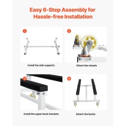 Vesikulkuneuvojen siirtovaunu hiiliteräsrunko 816 kg kantavuus 4 pyörää joista 2 jarrullista