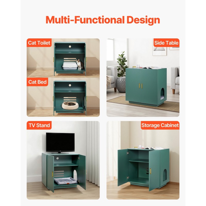 Kissanvessakaappi 80 cm leveä P2-luokan lastulevy kaksoisovellinen tuuletusaukoilla raapimisalustalla