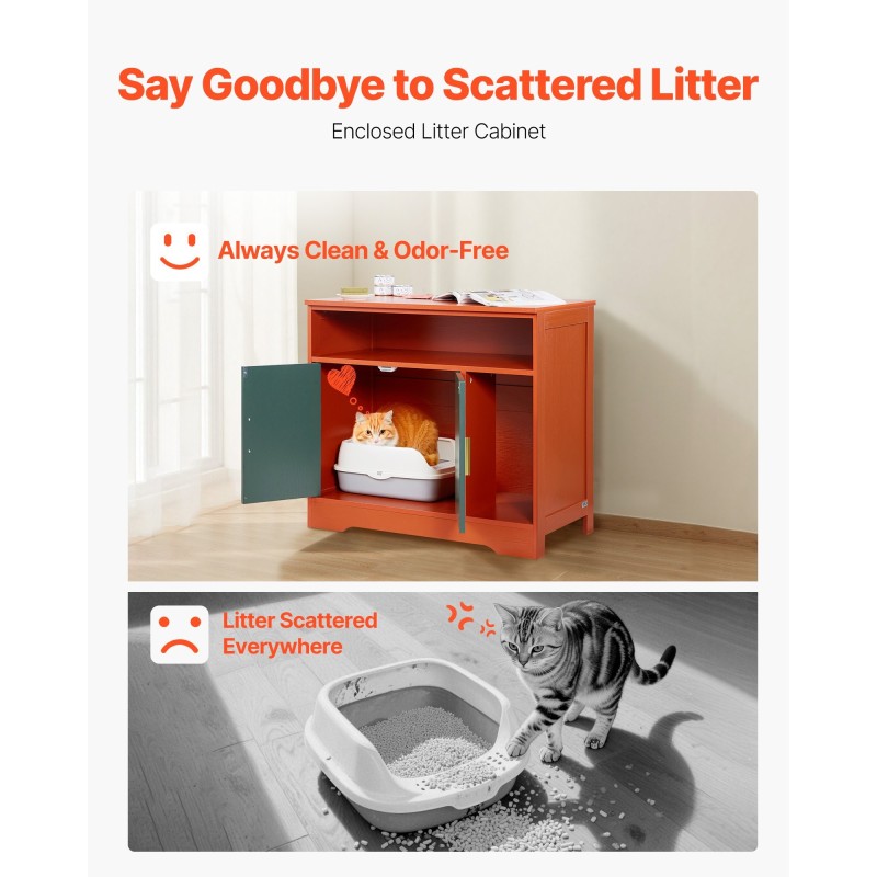 Suljettu kissan hiekkalaatikkokaappi P2-luokan lastulevy 79,2 cm leveä