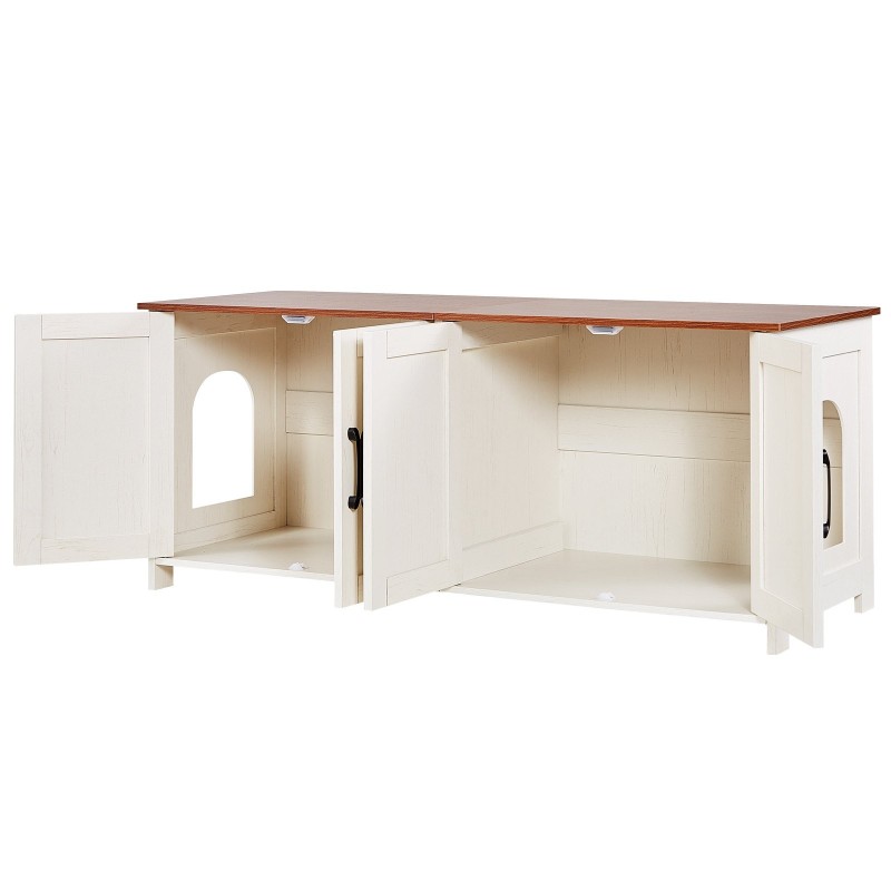 Kissan hiekkalaatikon kaappi P2-luokan lastulevy ja MDF-levy 120 cm tilava neljällä ovella