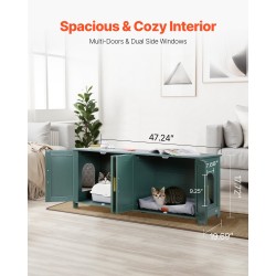 Kissan hiekkalaatikon kaappi P2-luokan lastulevy 120 cm useammalle kissalle neljä rottinkiovea