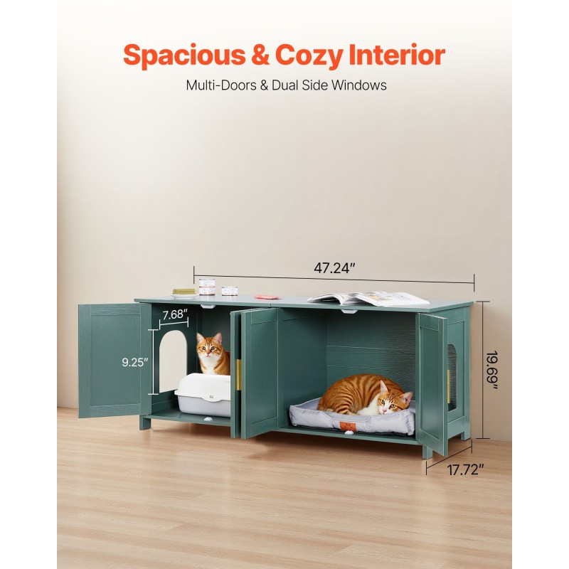 Kissanvessakaappi melamiinipintainen lastulevy ja MDF 120 cm retro vihreä 4 ovea