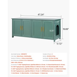 Kissanvessakaappi melamiinipintainen lastulevy ja MDF 120 cm retro vihreä 4 ovea
