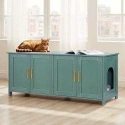 Kissanvessakaappi melamiinipintainen lastulevy ja MDF 120 cm retro vihreä 4 ovea