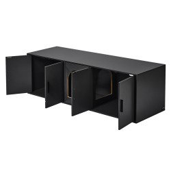 Kissanhiekkalaatikon kaappi lastulevy 147 cm musta kahdelle kissalle sisäkäyttöön