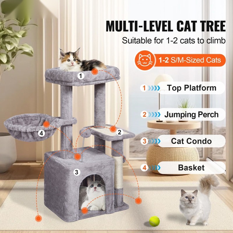 Kissapuu 4 tasoa P2-luokan lastulevy sisal-pylväät 80 cm vaaleanharmaa