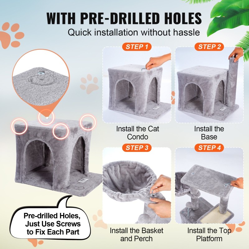 Kissapuu 4 tasoa P2-luokan lastulevy sisal-pylväät 80 cm vaaleanharmaa