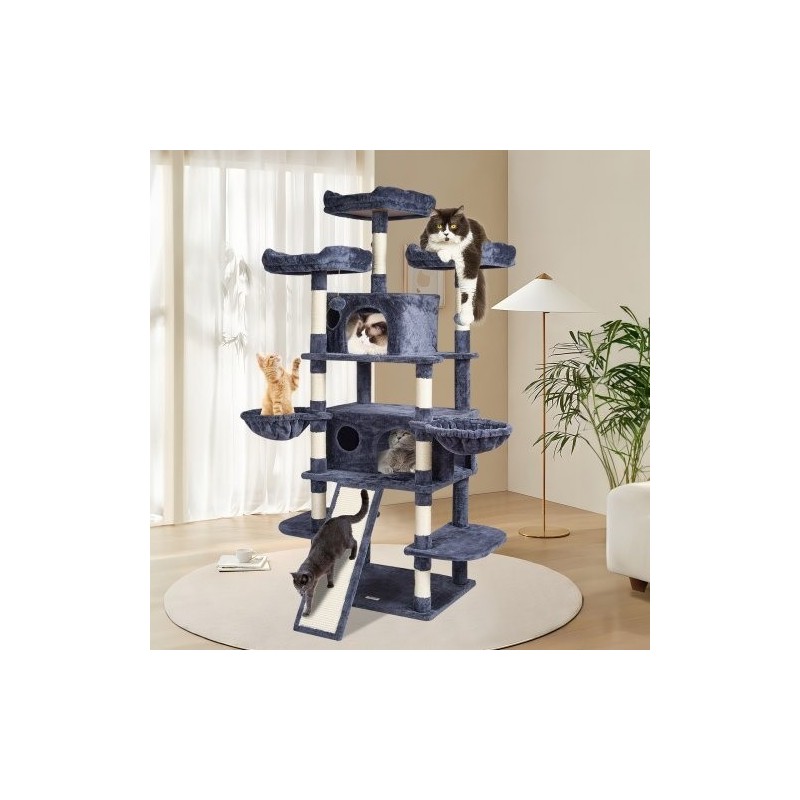 Kissan kiipeilypuu 174 cm 10 tasoa 2 pesää sisalköysillä päällystetyt pylväät