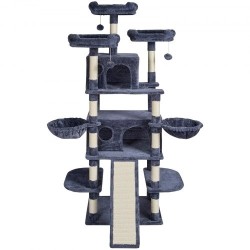 Kissan kiipeilypuu 174 cm 10 tasoa 2 pesää sisalköysillä päällystetyt pylväät